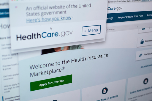 FILE - Pages from the U.S. Affordable Care Act health insurance website healthcare.gov are seen on a computer screen in New York, Aug. 19, 2025. (AP Photo/Patrick Sison, File)