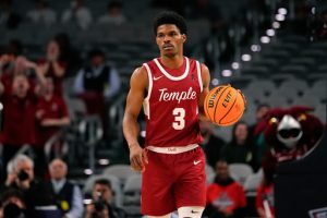 FILE - Temple's Hysier Miller dribbles up court against UAB during the first half of an NCAA college basketball game in the championship of the American Athletic Conference tournament, March 17, 2024, in Fort Worth, Texas. (AP Photo/Julio Cortez, File)
