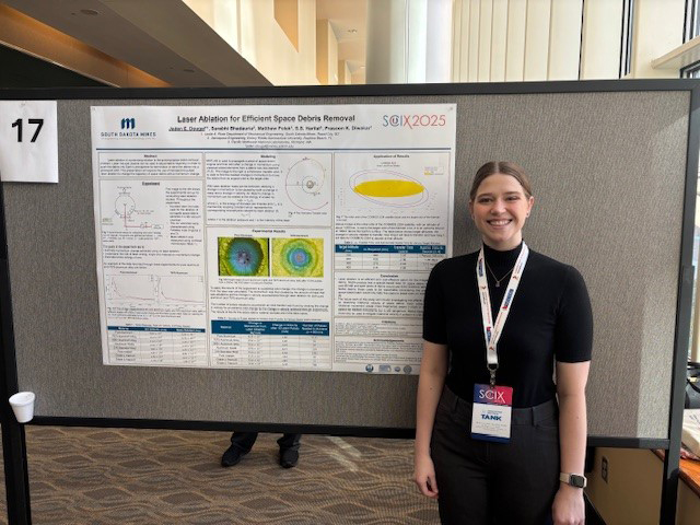 Jaden Dougal, a South Dakota Mines graduate student, has been conducting research using laser ablation to efficiently tackle space debris since her sophomore year.