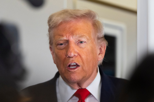 President Donald Trump speaks to the media after boarding Air Force One at Joint Base Andrews, Md., Friday, Oct. 31, 2025, enroute to Florida. AP Photo/Manuel Balce Ceneta)