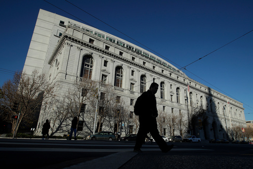 FILE - The Earl Warren Building, headquarters of the Supreme Court of California and part of the Ronald M. George State Office Complex, is shown in San Francisco, Jan. 7, 2020. (AP Photo/Jeff Chiu, File)
